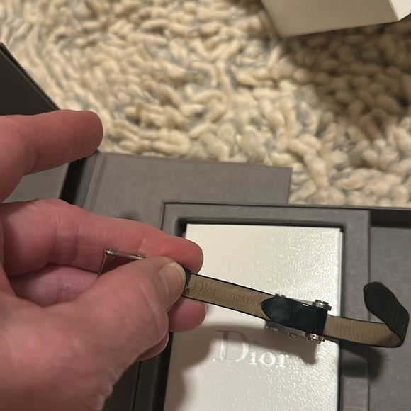 Christian Dior Vintage watch black leather band Crystal dial w/boxes used twice! - Picture 3 of 17